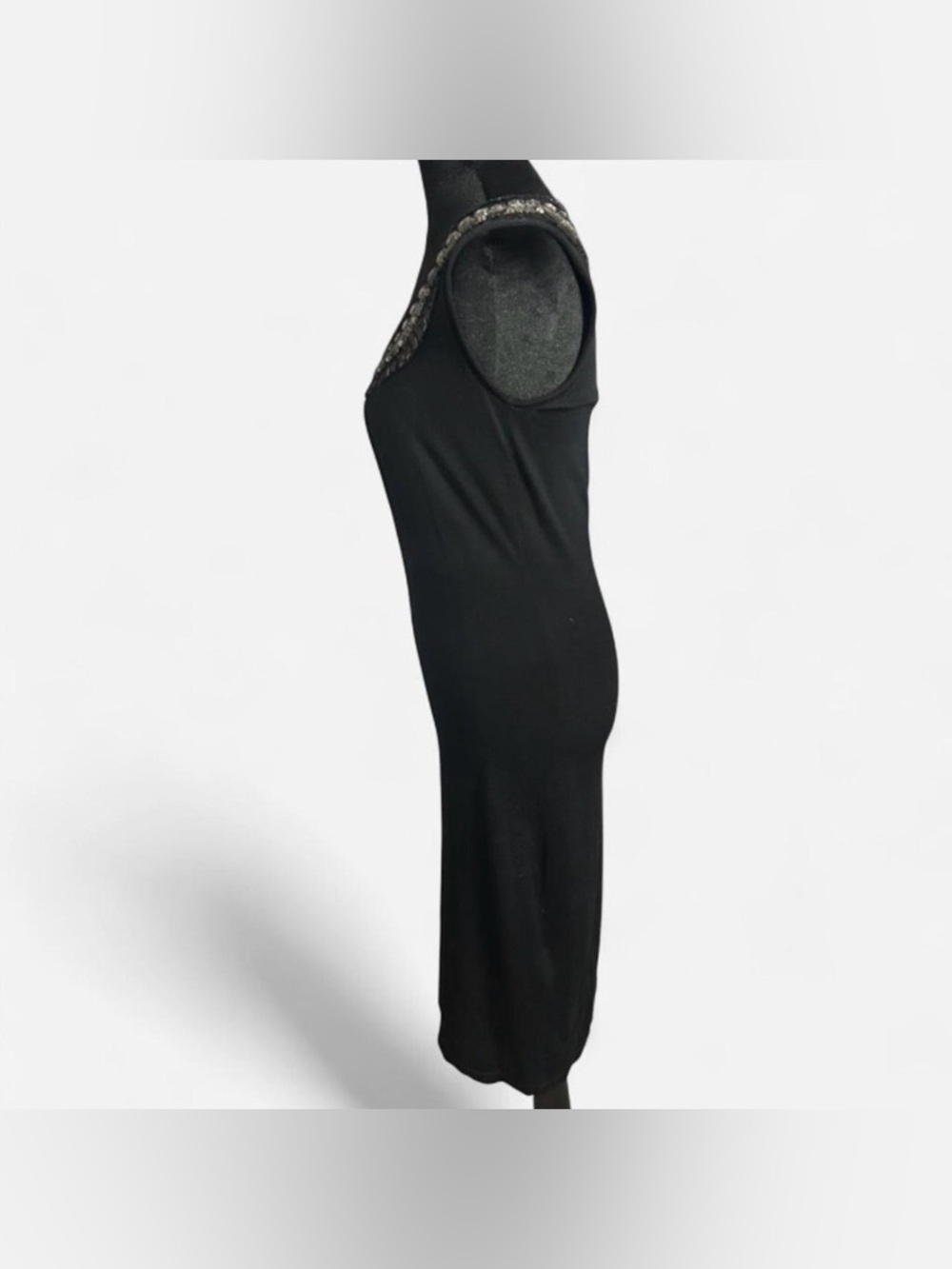Tory Burch Black Merino Wool Embellished Neck Sheath Dress XS Designer - Picture 3 of 8